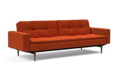 Dublexo Styletto Sofa Bed Dark Wood w Arms Elegance Paprika
