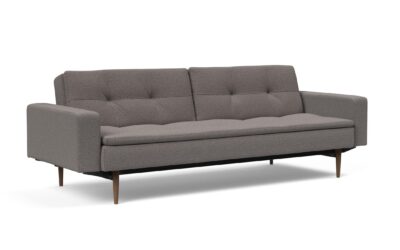 Dublexo Styletto Sofa Bed Dark Wood w Arms Grey