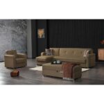 Harmony Sleeper Sectional Beige Fabric | Futon sofa | Futon World