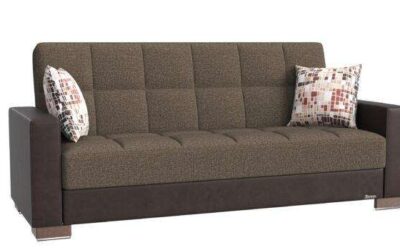Armada Sofa Sleeper Brown Fabric with Brown Leatherette