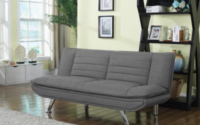Grey Sofa Bed with Chrome Legs