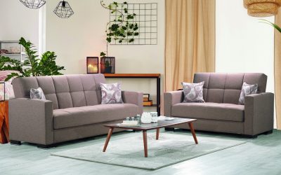 Armada Sofa Sleeper & Loveseat Brown Fabric