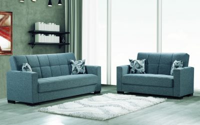 Armada Sofa Sleeper & Loveseat Gray Fabric