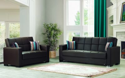 Armada Sofa Sleeper & Loveseat Brown Leatherette