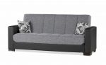 Armada Sofa Sleeper Gray Fabric with Black Leatherette