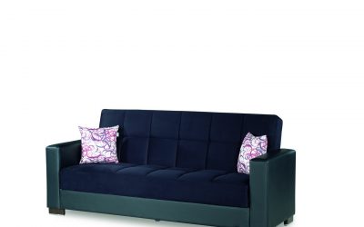 Armada Sofa Sleeper Black Microfiber with Black Leatherette