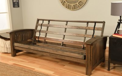 Washington Queen Wood Futon Frame Only Rustic Walnut Finish