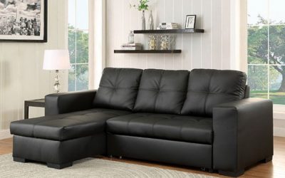 Denton Black Leatherette Futon Sectional