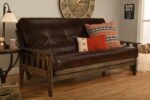 Tucson Full Wood Frame with Futon Mattress Rustic Walnut Finish