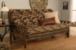 Tucson Full Wood Frame with Futon Mattress Rustic Walnut Finish