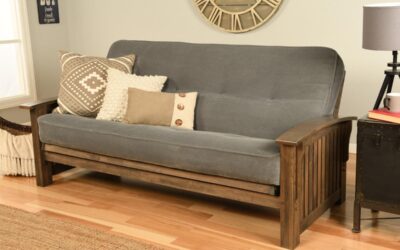 Washington Full Wood Frame with Futon Mattress Rustic Walnut Finish