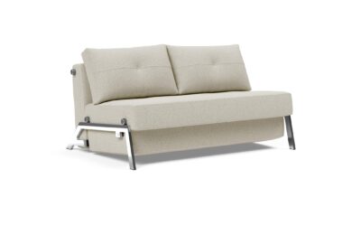 Cubed Full Queen Size Sofa Bed Natural w Chrome Leg