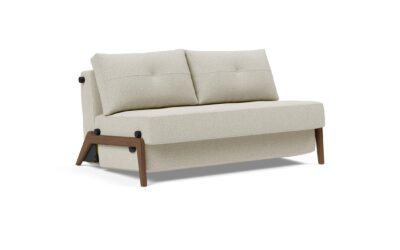 Cubed Full Queen Size Sofa Bed Natural w Dark Wood Legs