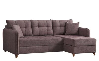Brooklyn Sleeper Sectional Brown Chenille Fabric