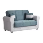 Avalon Plus Sofa Sleeper and Loveseat Sky Blue Cream