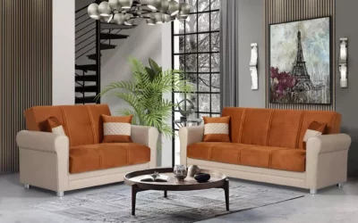 Avalon Plus Sofa Sleeper and loveseat Orange