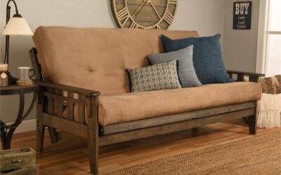 Tucson Queen Wood Frame with Futon Mattress Rustic Walnut Finish