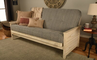 Lexington Full Wood Futon Frame and Mattress Weathered White