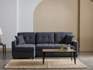 Mocca Queen Sleeper Sectional Dupont Anthracite | Futon World