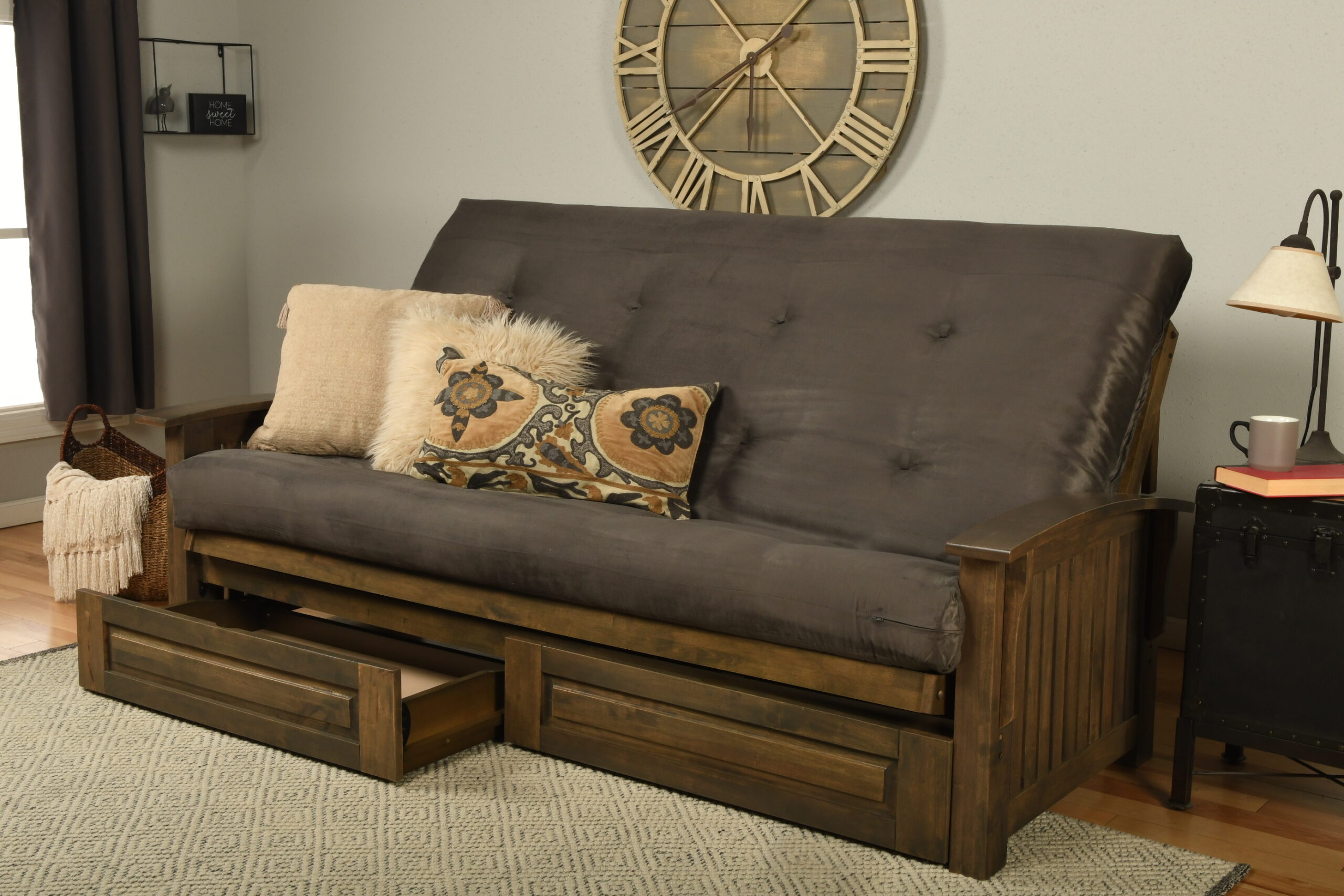 Washington Queen Wood Futon Frame with Futon Mattress