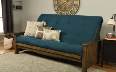 Washington Queen Wood Frame with Futon Mattress Rustic Walnut Finish