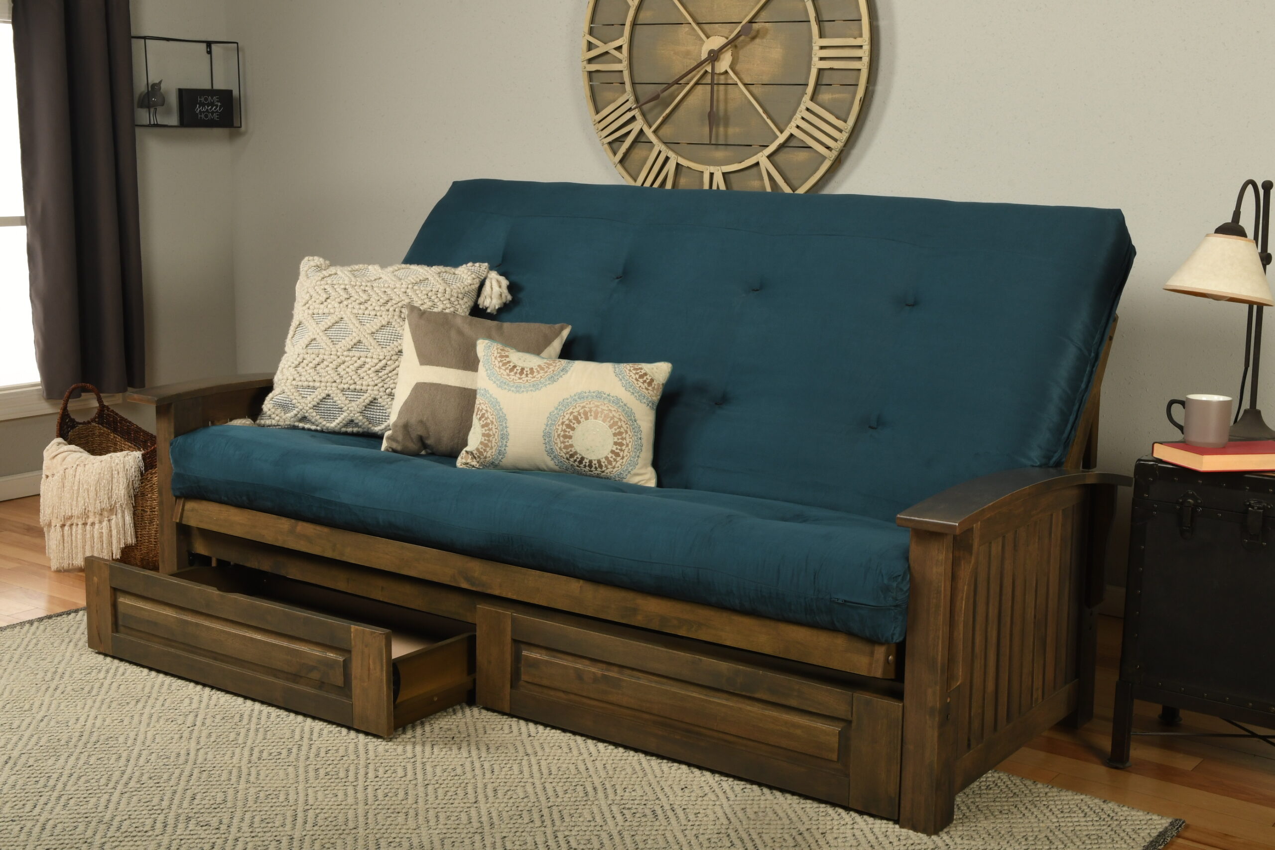 Washington Queen Wood Futon Frame with Futon Mattress