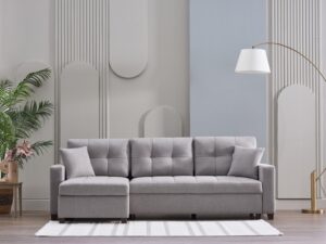 Mocca Queen Sleeper Sectional Dupont Gray | Futon Stores near me