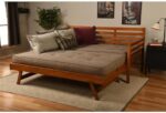BoHo Daybed Barbados with Pop-Up Trundle and 2 Twin Futon Mattresses Linen Stone
