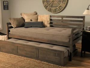 BoHo Daybed Brown combed sofa with Mattress Gray | Futon Store near me