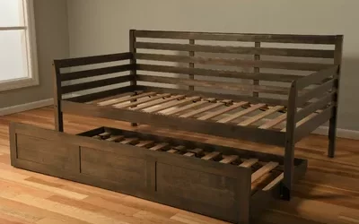BoHo Daybed with Trundle Drawer Rustic Walnut
