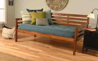 BoHo Daybed Barbados Finish with Linen Aqua Mattress