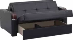 Sleep Plus Loveseat Sleeper PU Leather Black Sofa | Futon World