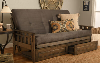 Wood Futon Drawers Queen Rustic Walnut