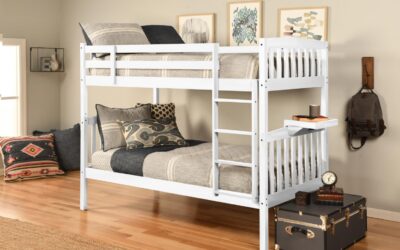 Claire Twin over Twin Bunk Bed with Side Tray White