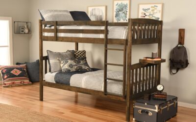 Claire Twin over Twin Bunk Bed with Side Tray Rustic walnut