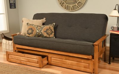 Monterey Full Wood Frame with Futon Mattress and Drawers Butternut Finish