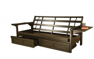 Alamosa Full Wood Futon Frame Only with Drawers Greystone Finish