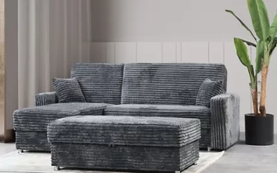 Soft Sectional Sleeper with Ottoman Gray