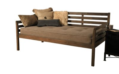 BoHo Daybed Rustic Walnut Finish with Linen Stone Mattress