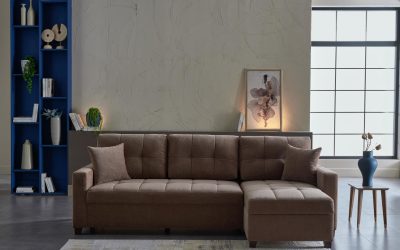 Ivy Queen Sleeper Sectional Brown