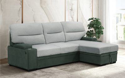 Denver Sleeper Sectional Light Grey/Charcoal