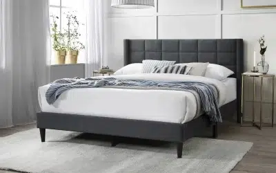 Linen Queen Platform Bed Charcoal