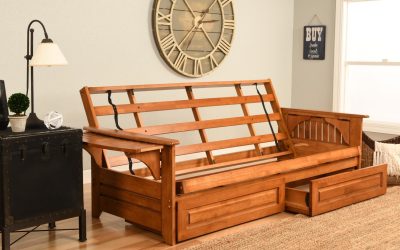 Phoenix Full Wood Futon Frame Only with Storage Drawers Barbados Finish