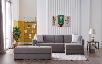Tahoe Sleeper Sectional Verderio Dark Gray ottoman