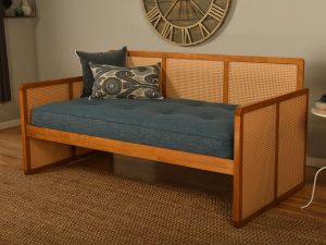 Abaco Daybed in Honey Finish with Linen Aqua Mattress