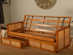 Westport Full Wood Futon Frame with Drawers Honey Finish