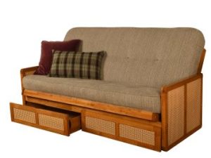 Westport Full Wood Futon frame with drawers and Mattress Honey Finish
